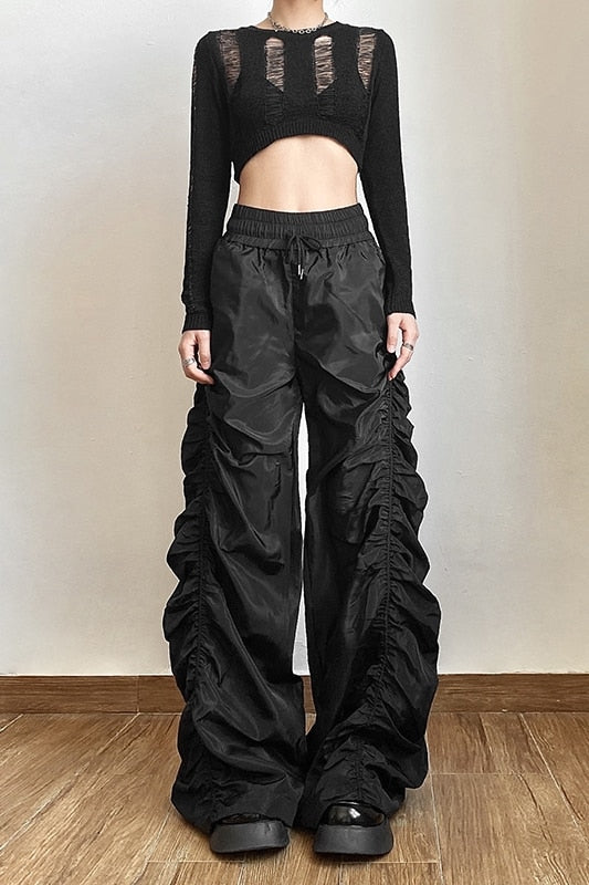 Wide Leg Ruched Trousers