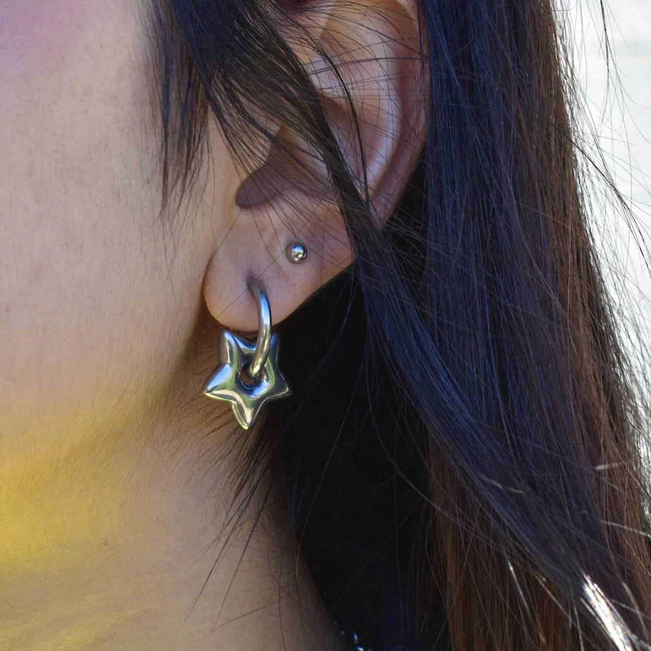1 pair Stainless Steel Star Earrings