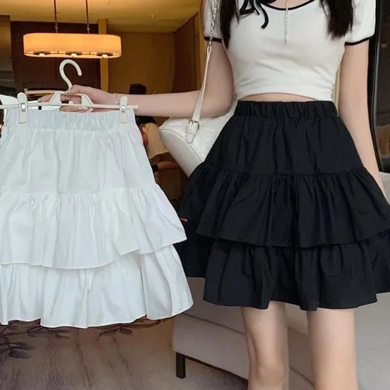 Double Pleated Ruffled Skirt