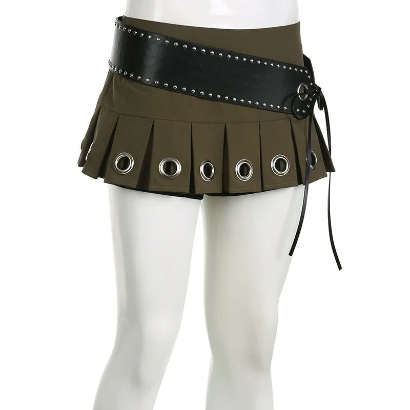 Low Rise Pleated Mini Skirt