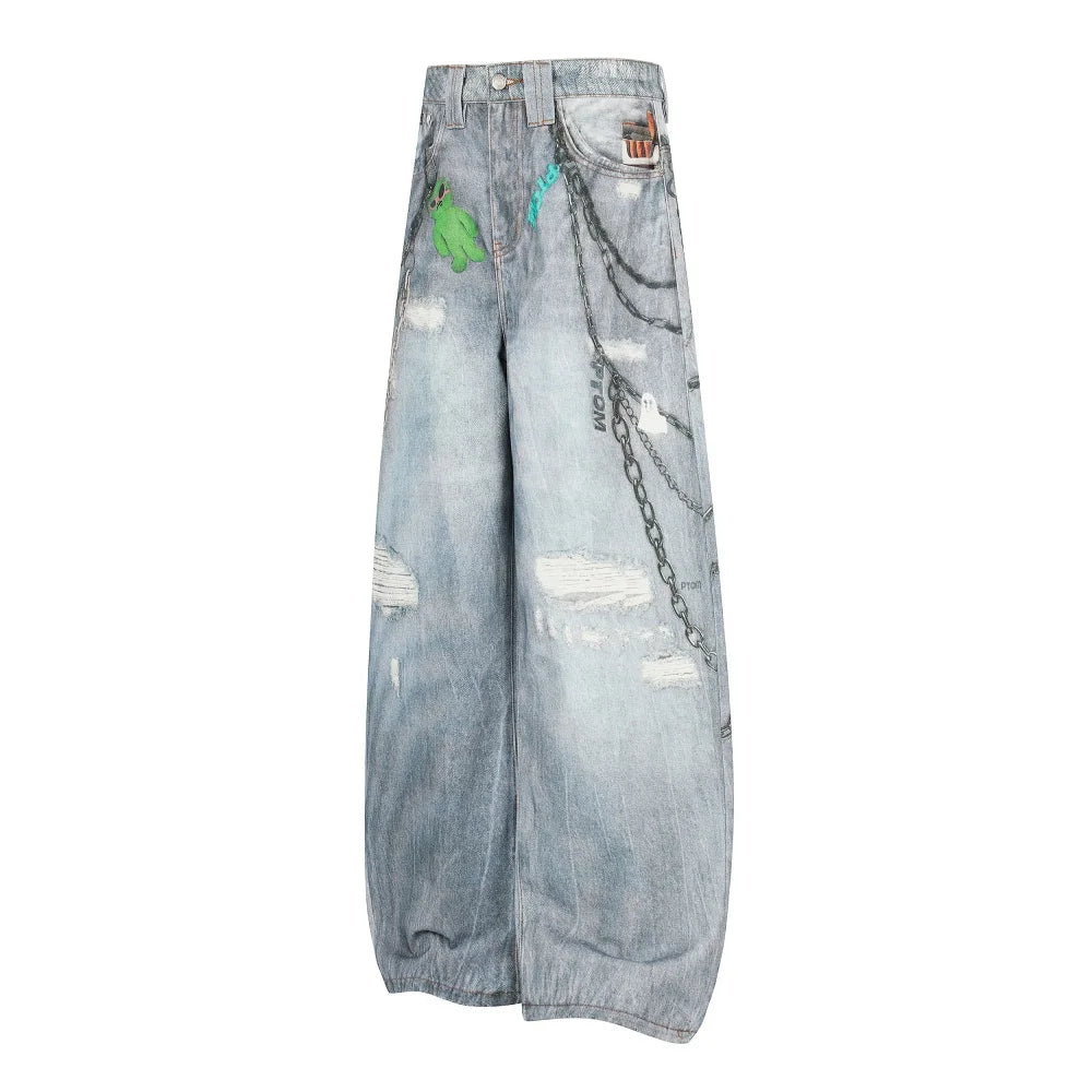Printed Wide Leg Jeans