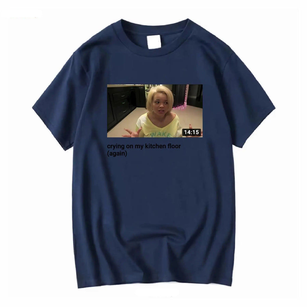 Trisha Paytas crying on kitchen floor Tee