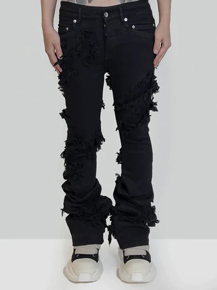 Distressed Bell Bottom Jeans