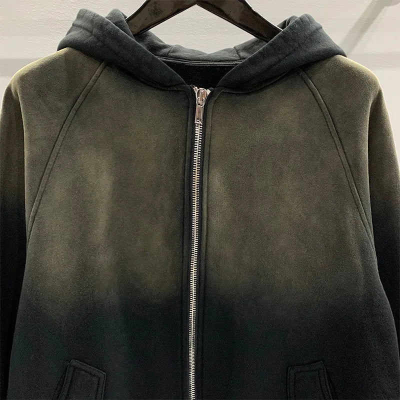 Gradient Black Zip Up Hoodie