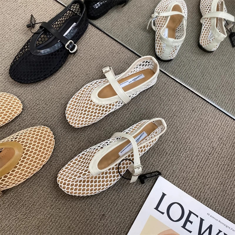 Mary Jane Mesh Flats