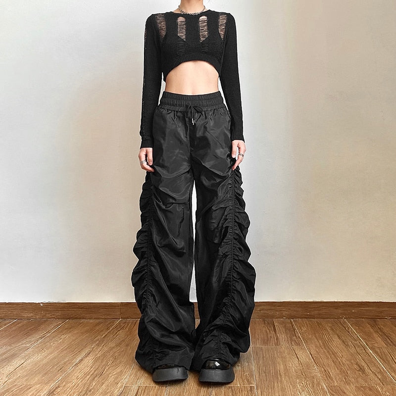 Wide Leg Ruched Trousers