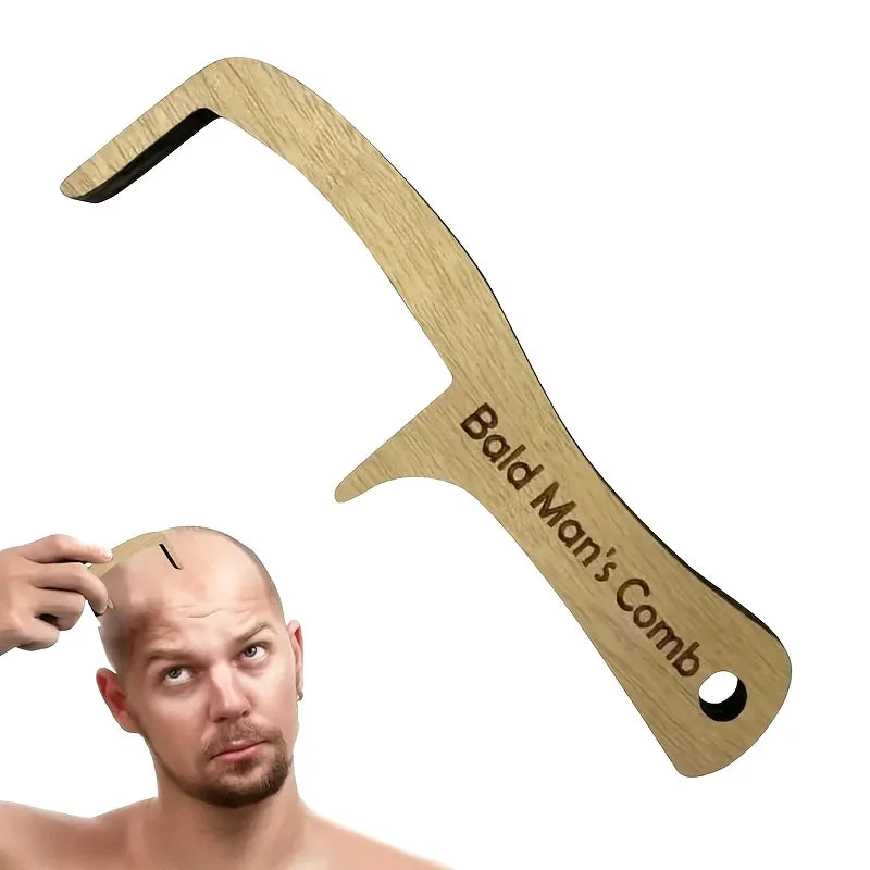 1pc Prank Bald Wooden Hair Comb for Bald Men