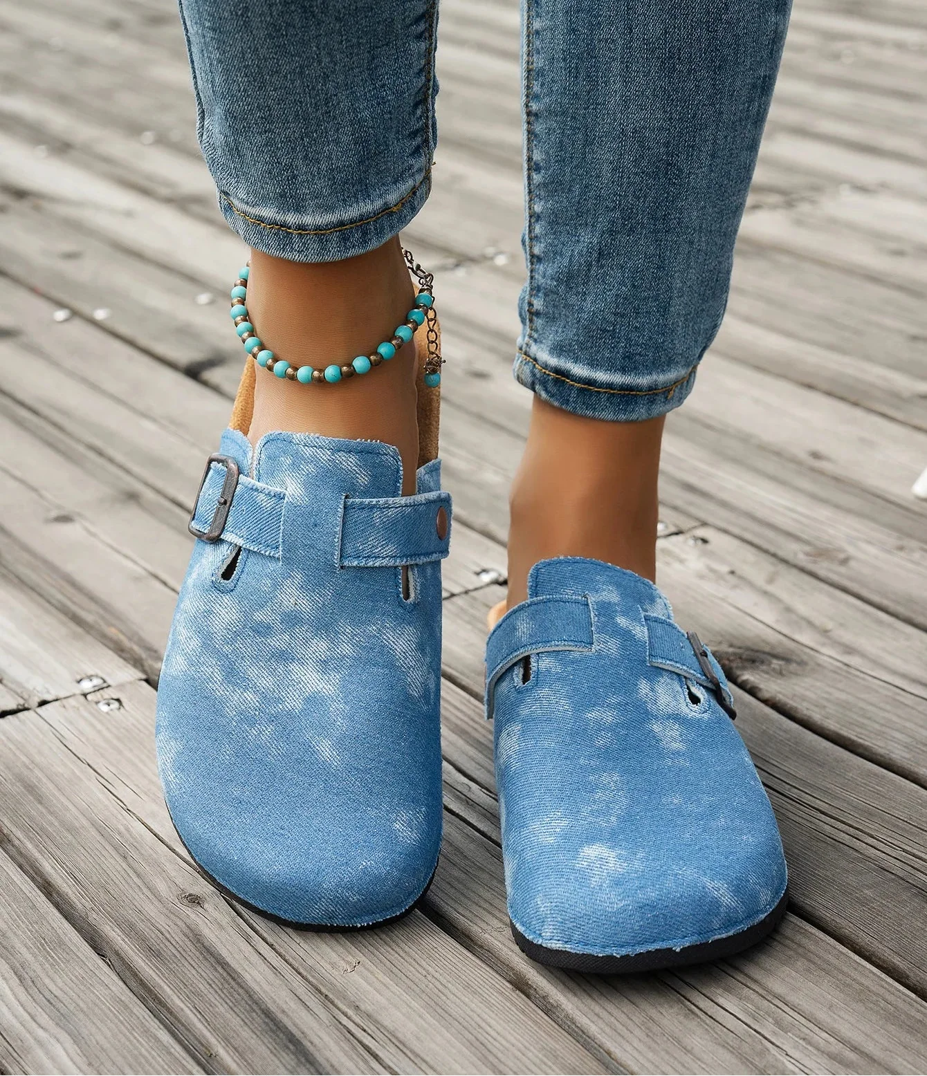 Bleached Denim Clogs