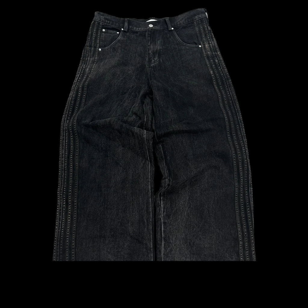Vintage Striped Embroidered Sweatpant Jeans