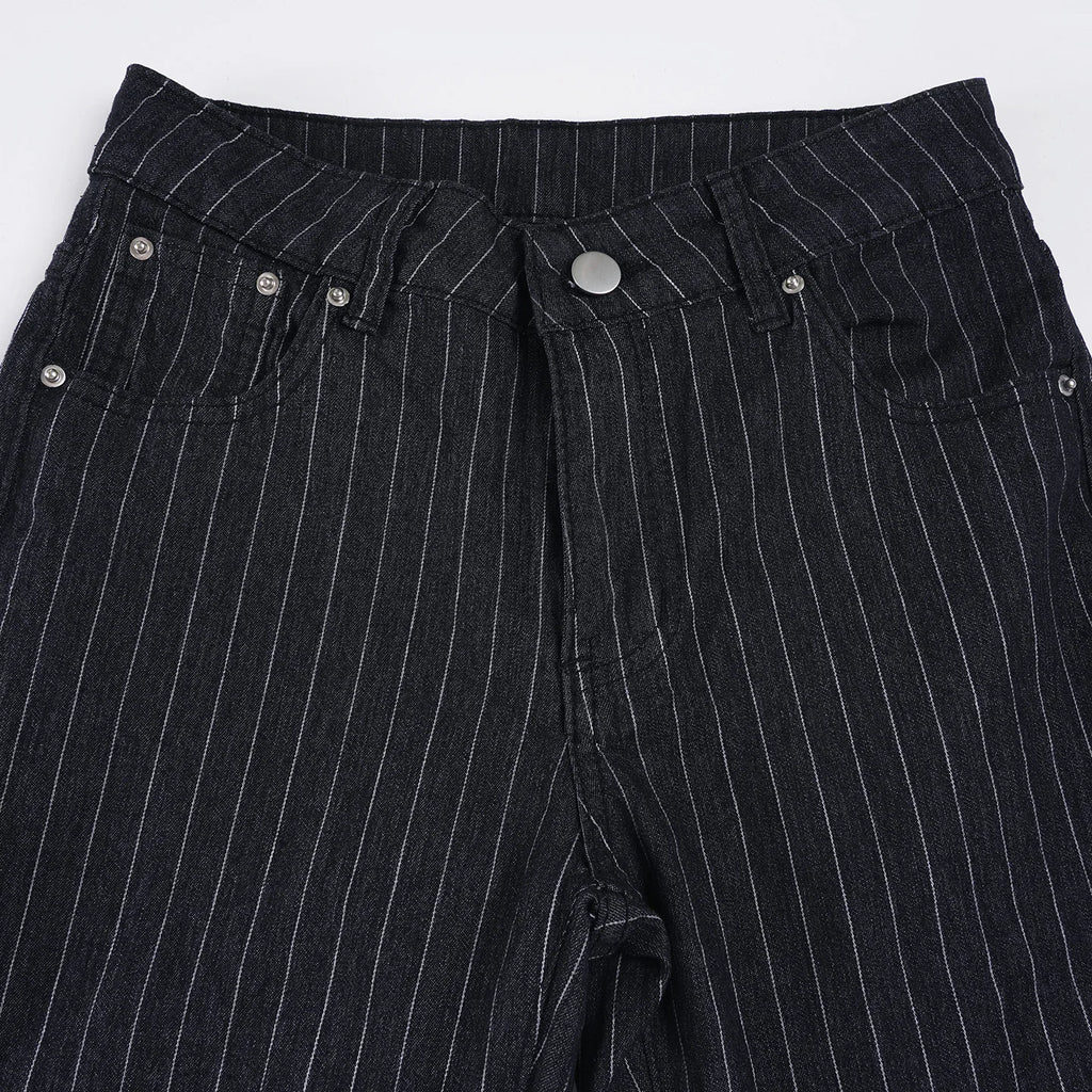 Pin Stripe Y2k Low Rise Boot Cut Jeans