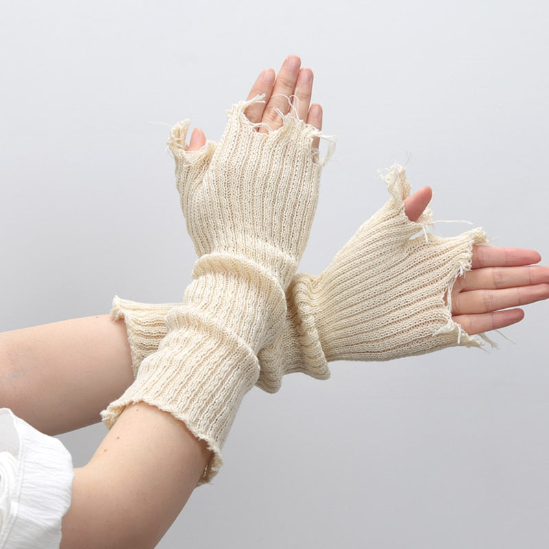 Distressed Knitted Arm Warmers