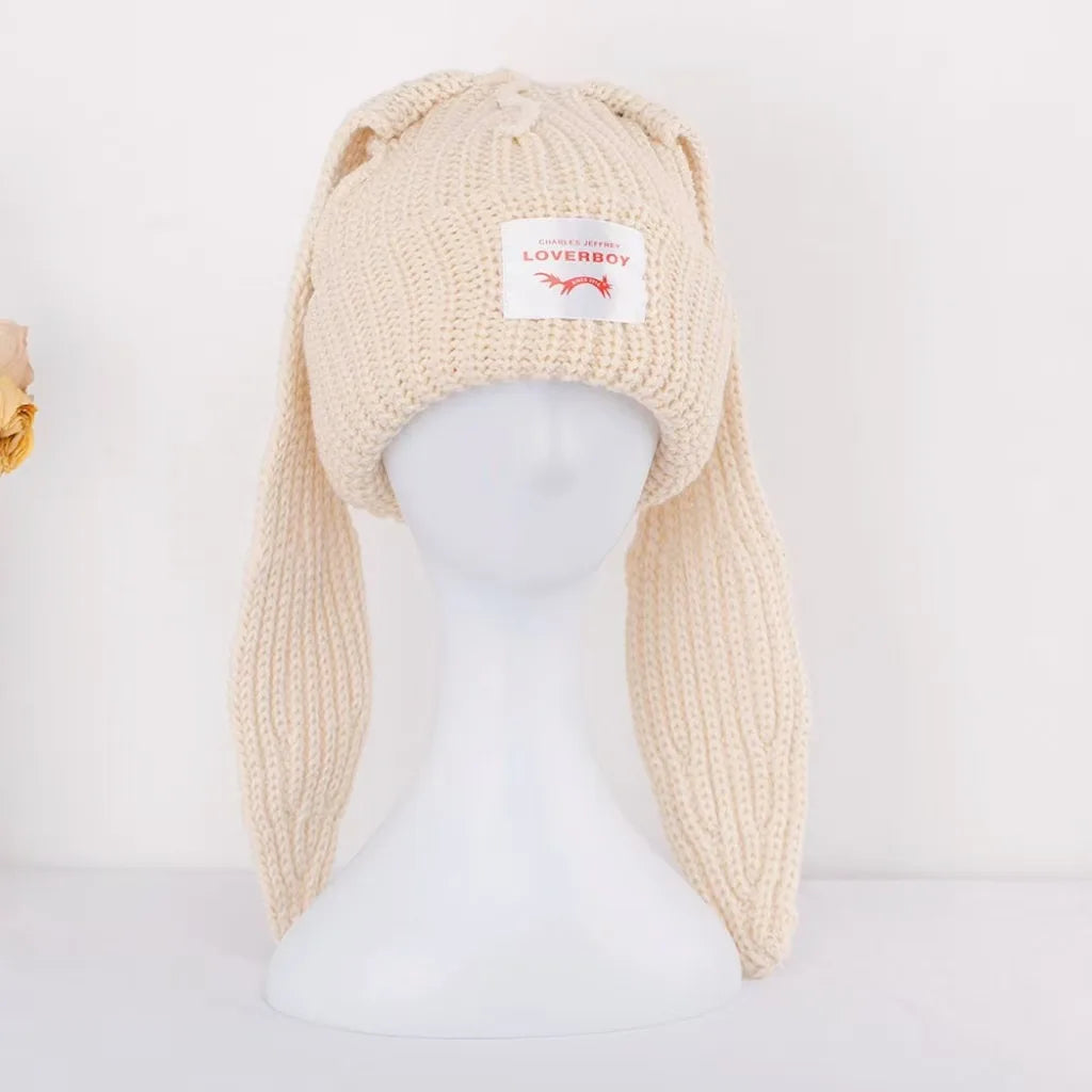 Handmade Long Rabbit Ear Wool Beanie