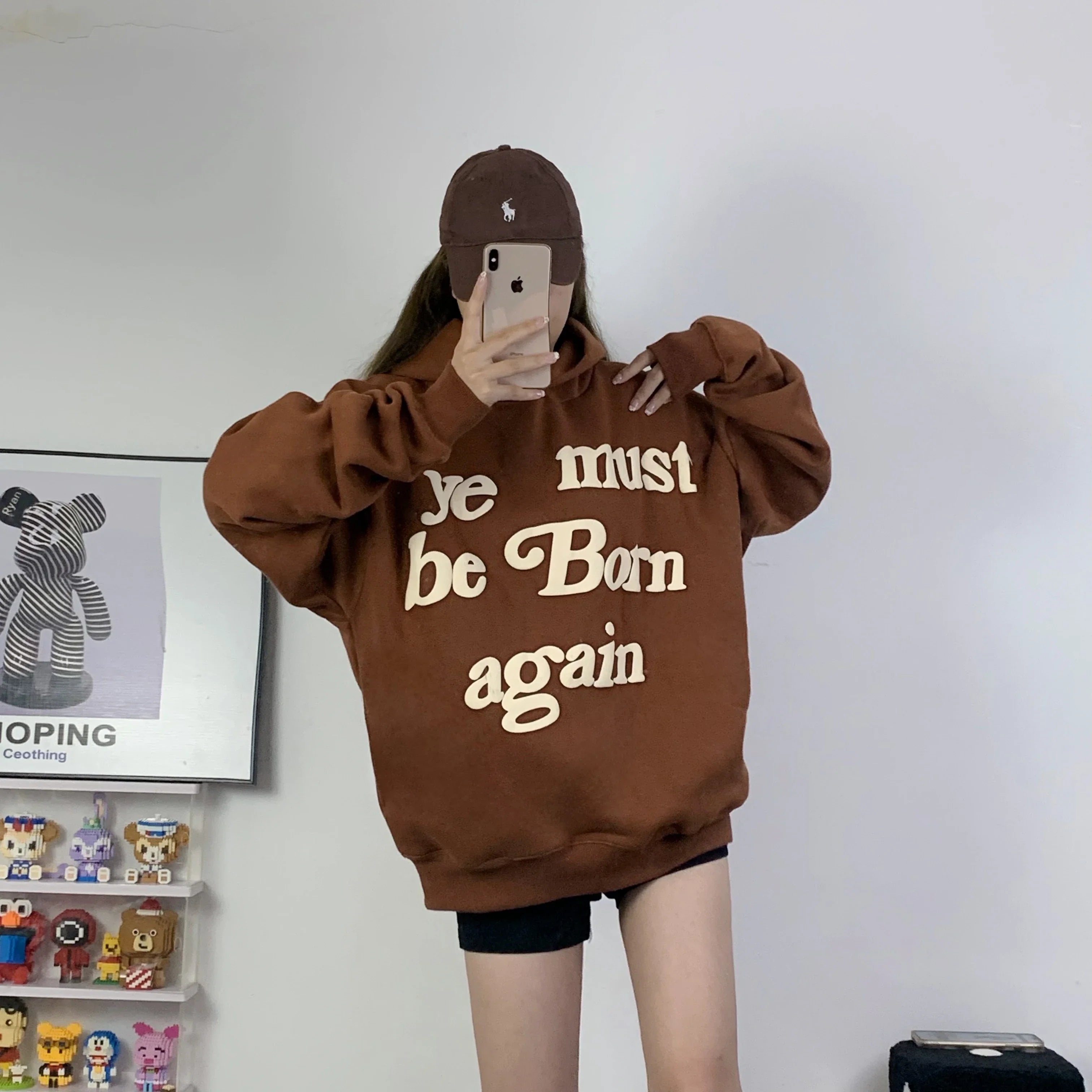 Ye Must Be Born Again Puff Print Oversized Hoodie