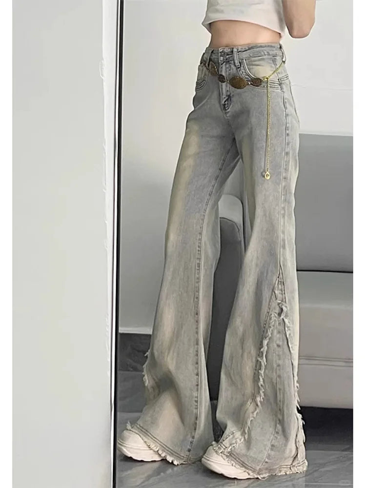 Vintage Frayed Flared Jeans