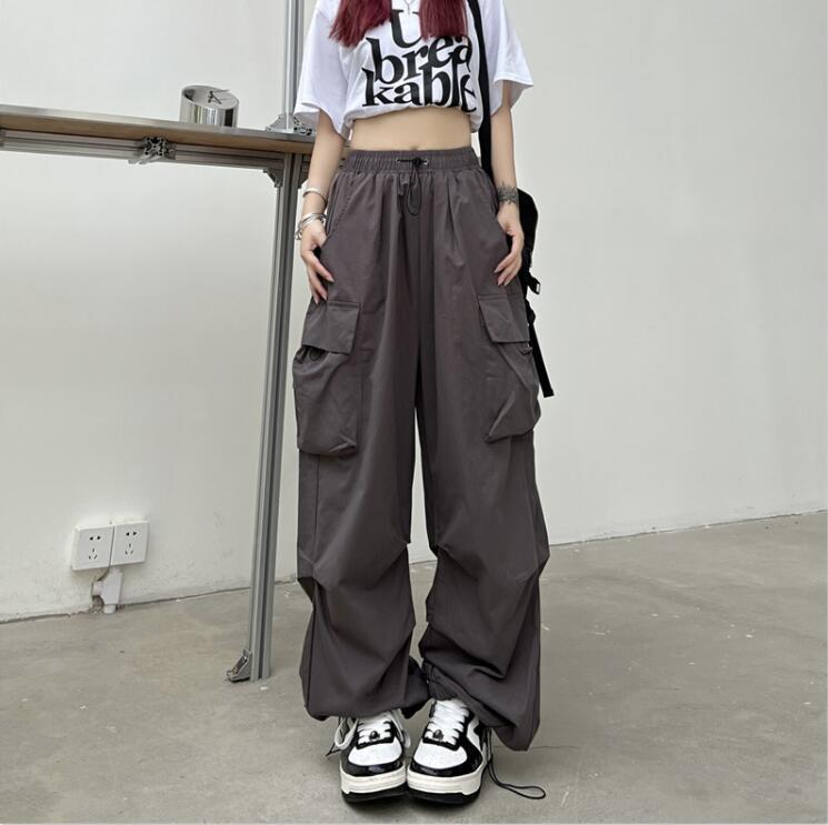 Drawstring Wide Leg Parachute Pants