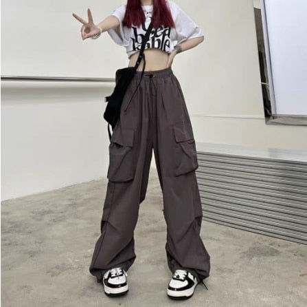 Wide Leg Cargo Parachute Pants