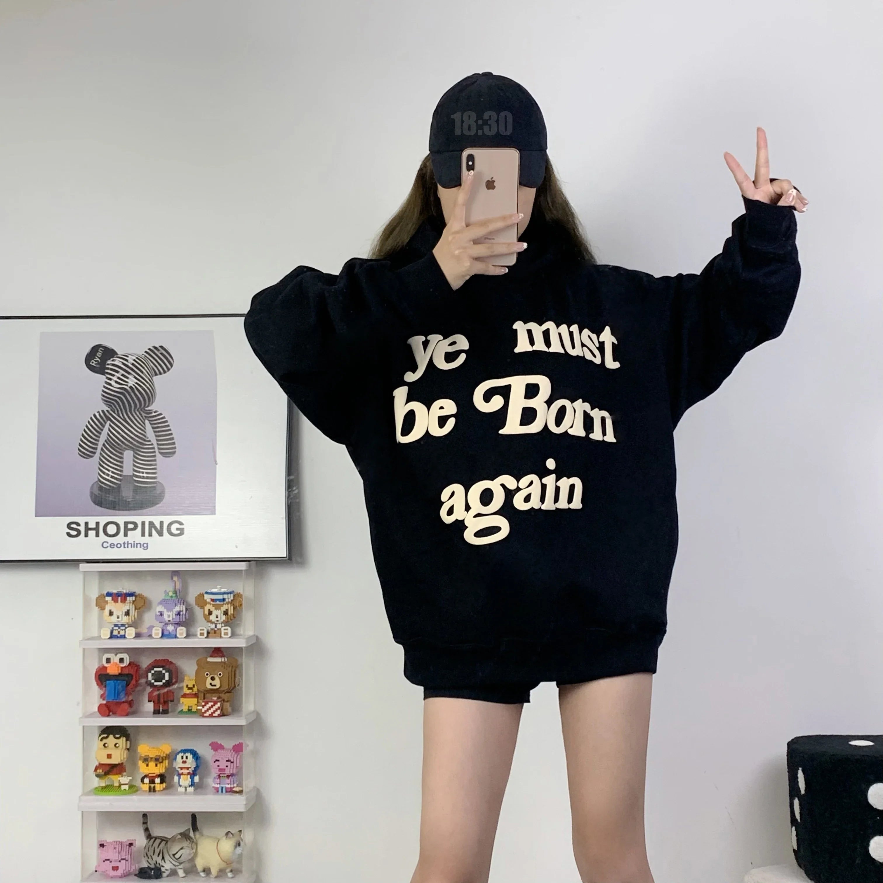 Ye Must Be Born Again Puff Print Oversized Hoodie