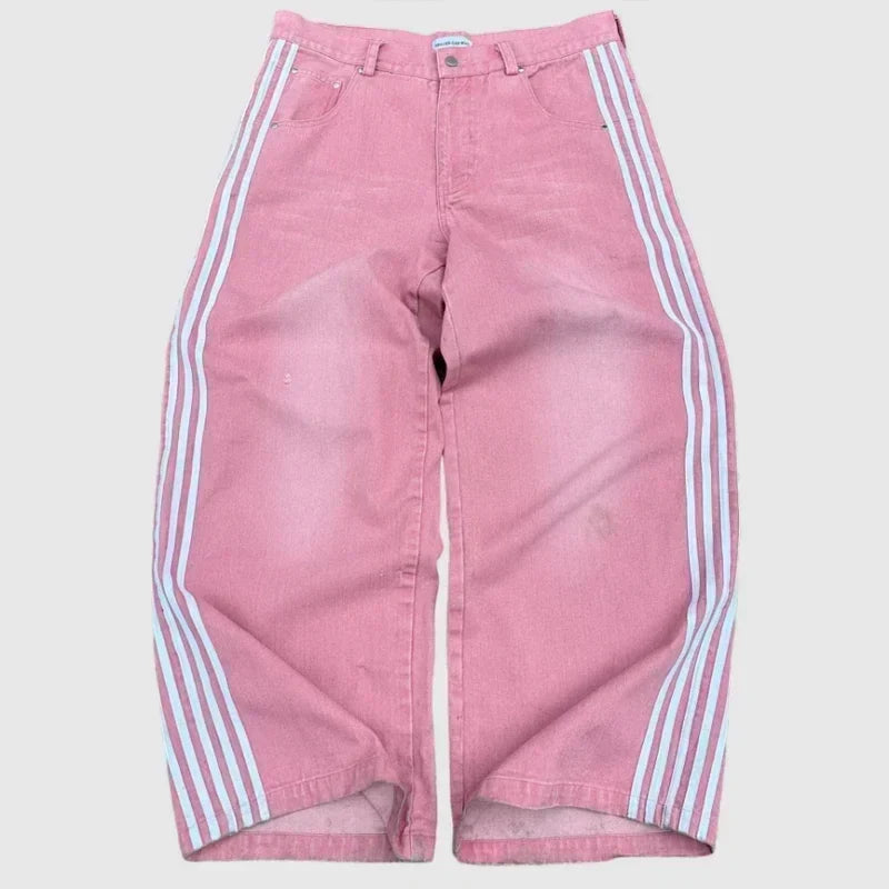 Vintage Striped Embroidered Sweatpant Jeans