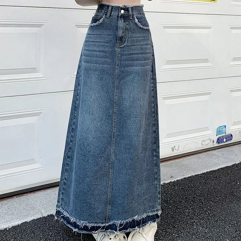 Rough Edge Denim Skirt