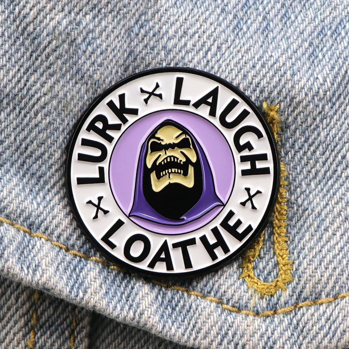 Lurk Laugh Loathe Pin