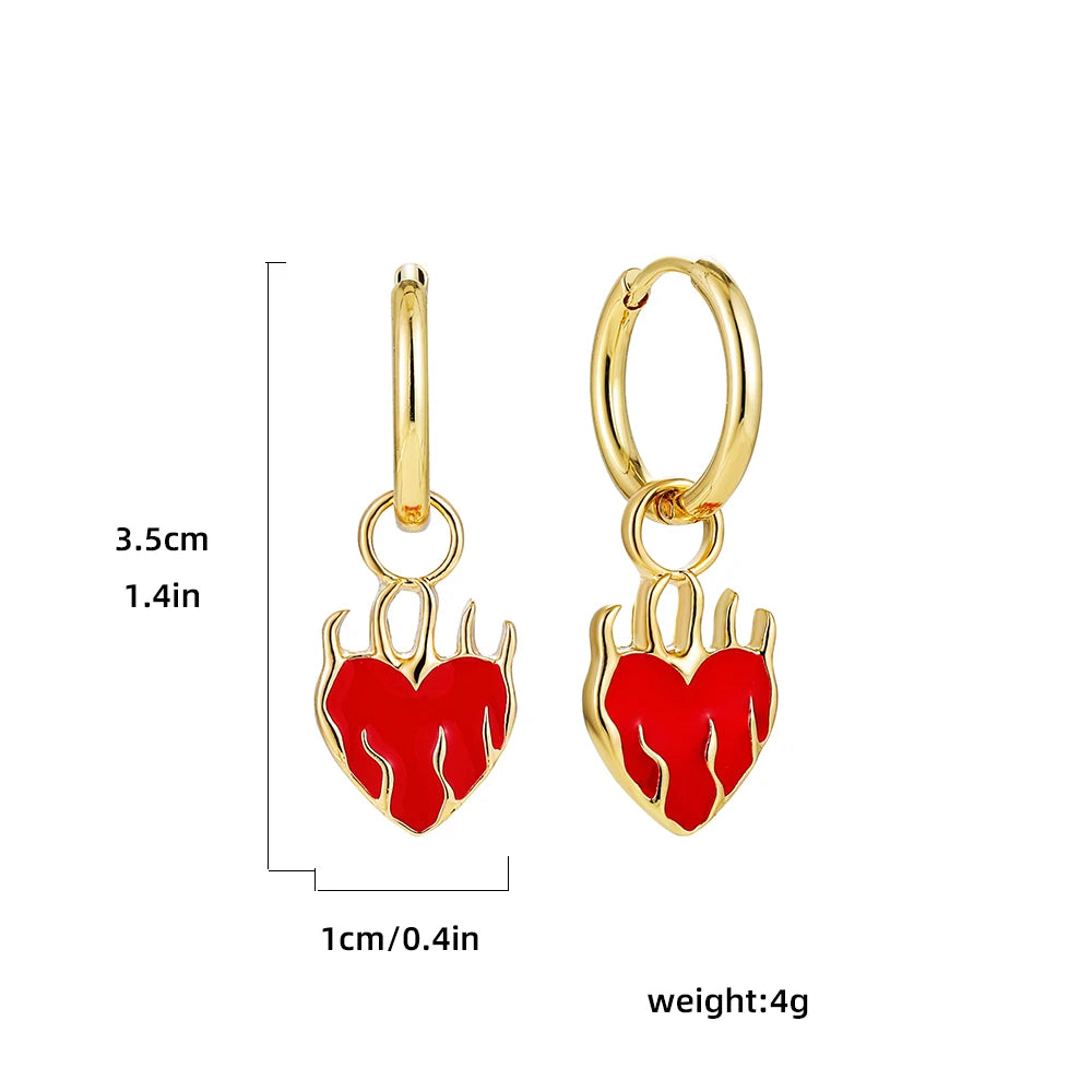 Fire Red Heart Earings