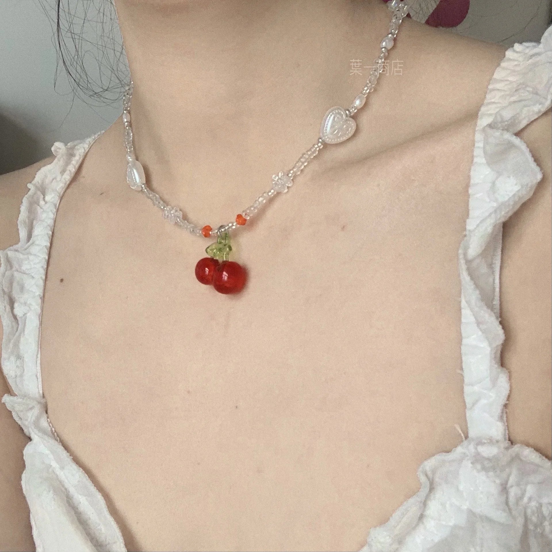 Apple Core Pendant Bead Choker Necklace