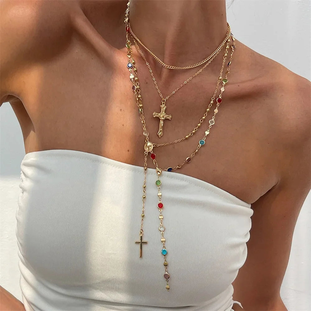 3Pcs Vermeil Unique Cross Rosary