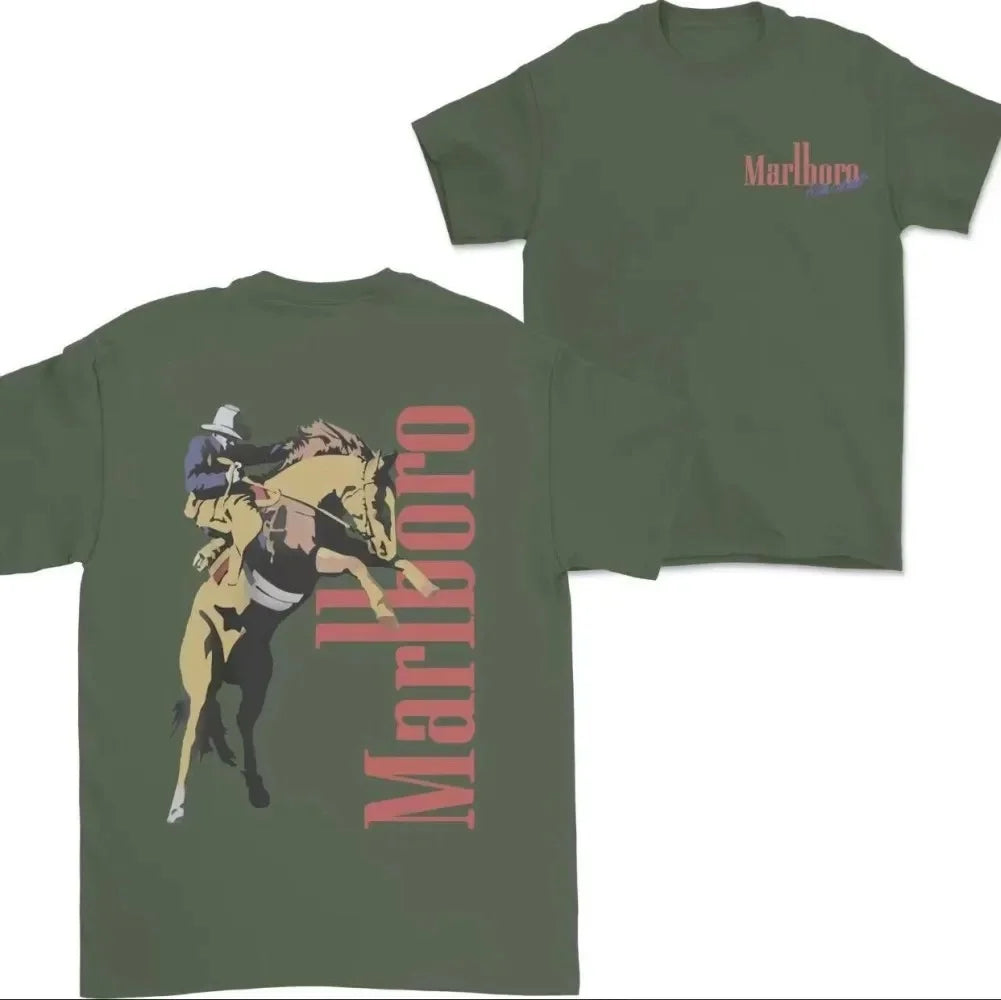 Washed Vintage Marlboro Cotton Crew Neck Tee