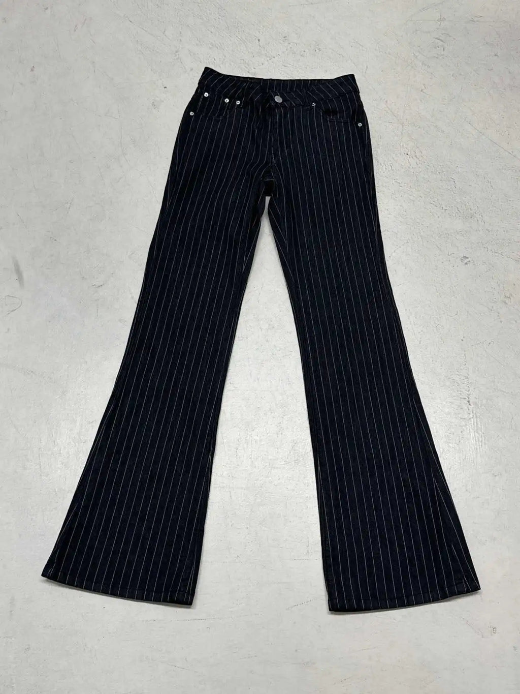 Pin Stripe Y2k Low Rise Boot Cut Jeans
