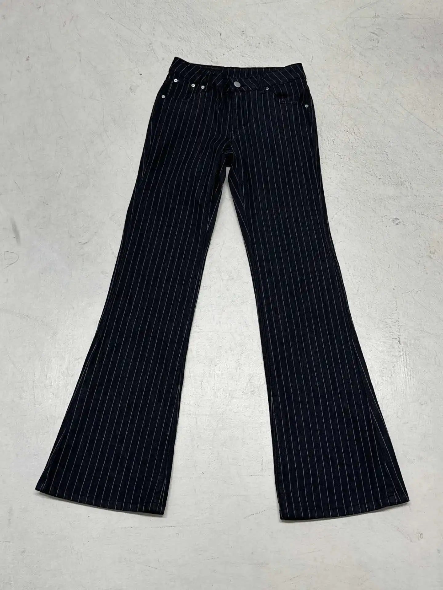 Pin Stripe Y2k Low Rise Boot Cut Jeans