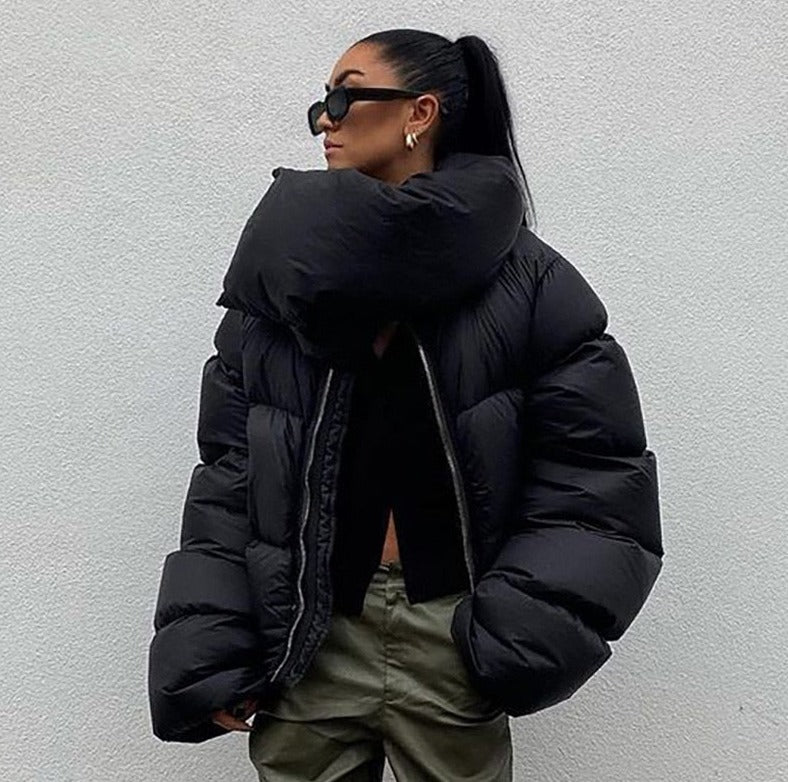 Turtleneck Down Jacket & Down Scarf