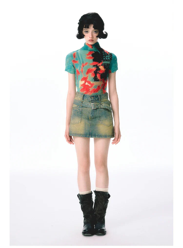 Gold Fish Waffled Crop Top