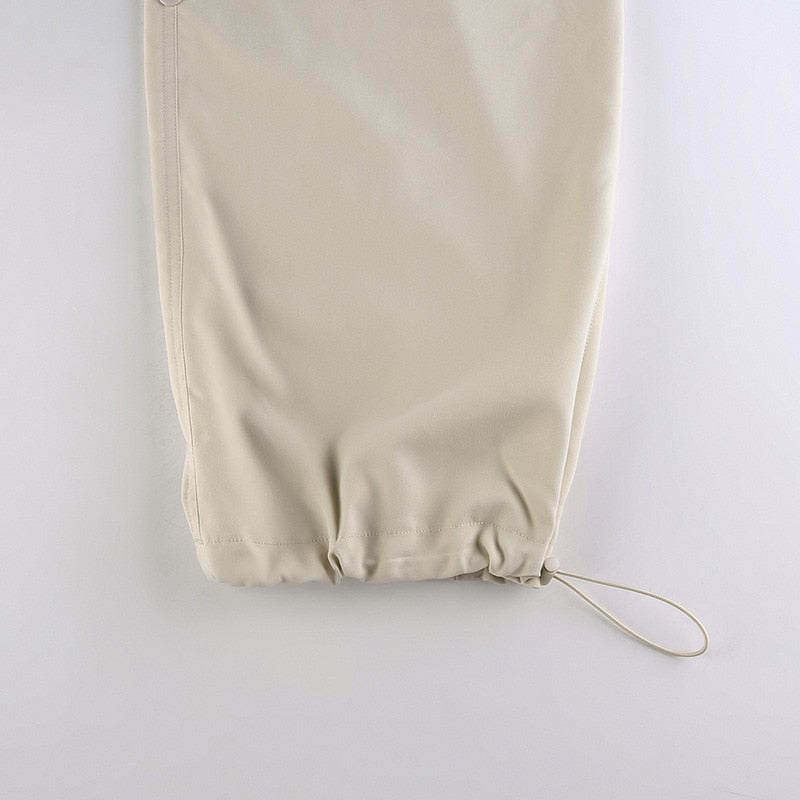 Drawstring Wide Leg Parachute Pants