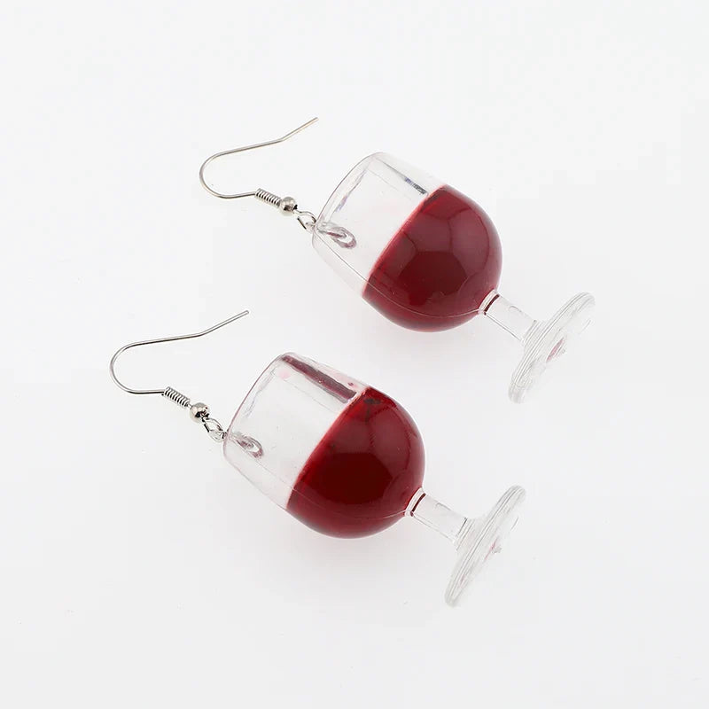 Red Wine Glass Earrings