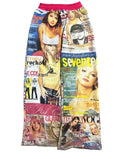 Tabloid Newspaper Printed Wide Leg Pants
