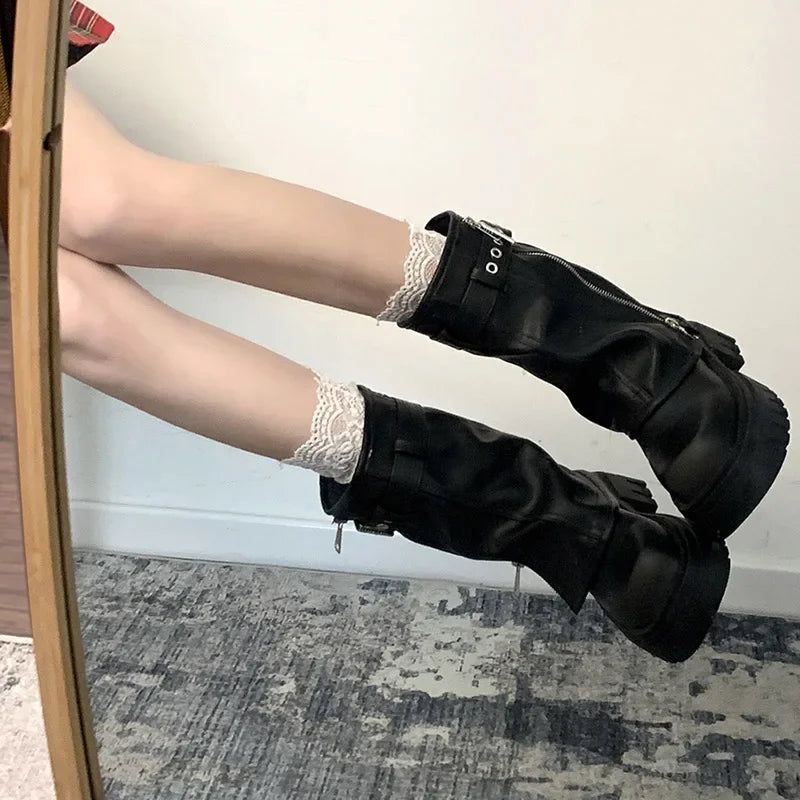Womens Knight Biker Boots