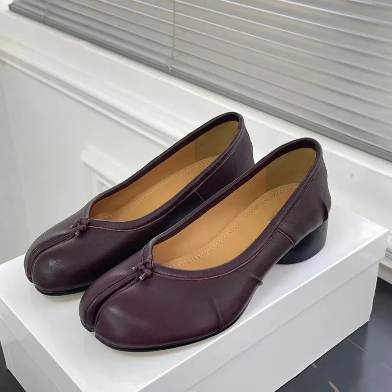 Leather Split Toe Pumps
