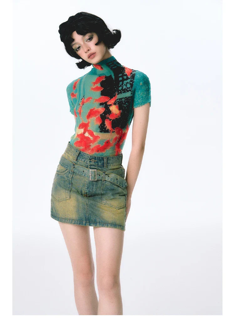 Gold Fish Waffled Crop Top