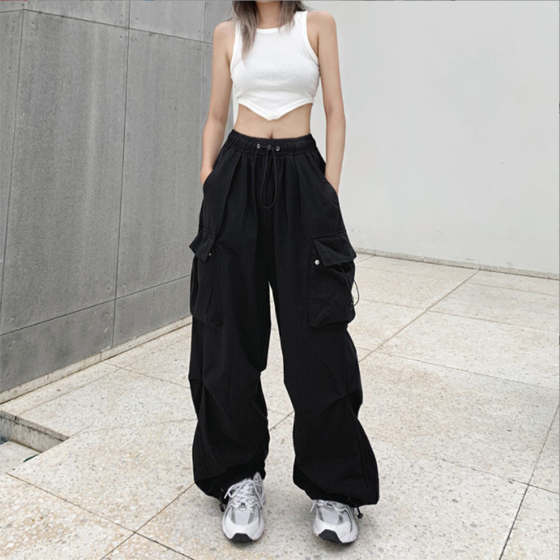 Wide Leg Cargo Parachute Pants
