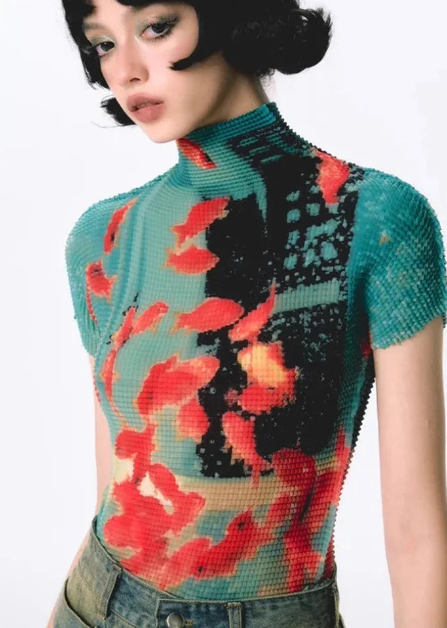 Gold Fish Waffled Crop Top