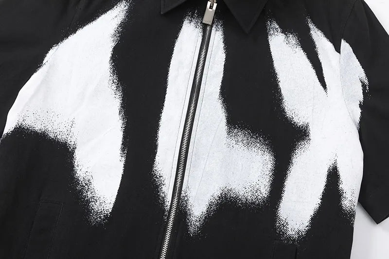 Oversized Zip Up Bowling Shirt