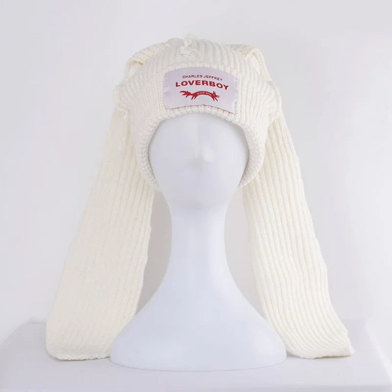 Handmade Long Rabbit Ear Wool Beanie