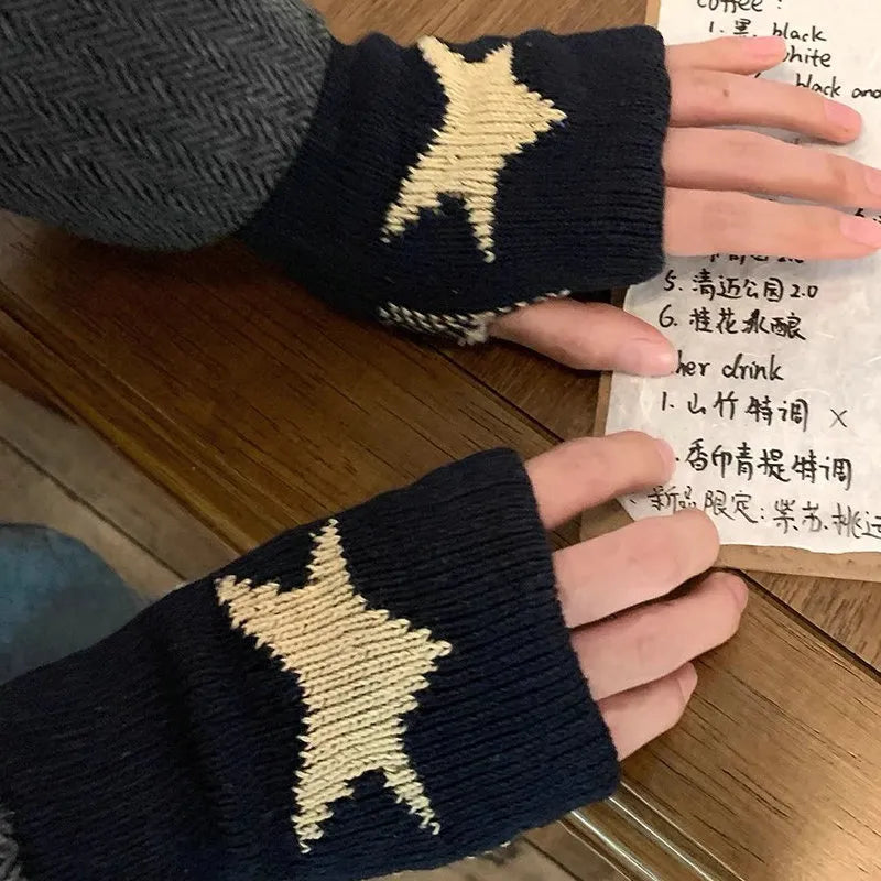 Star Knitted Half Finger Glove