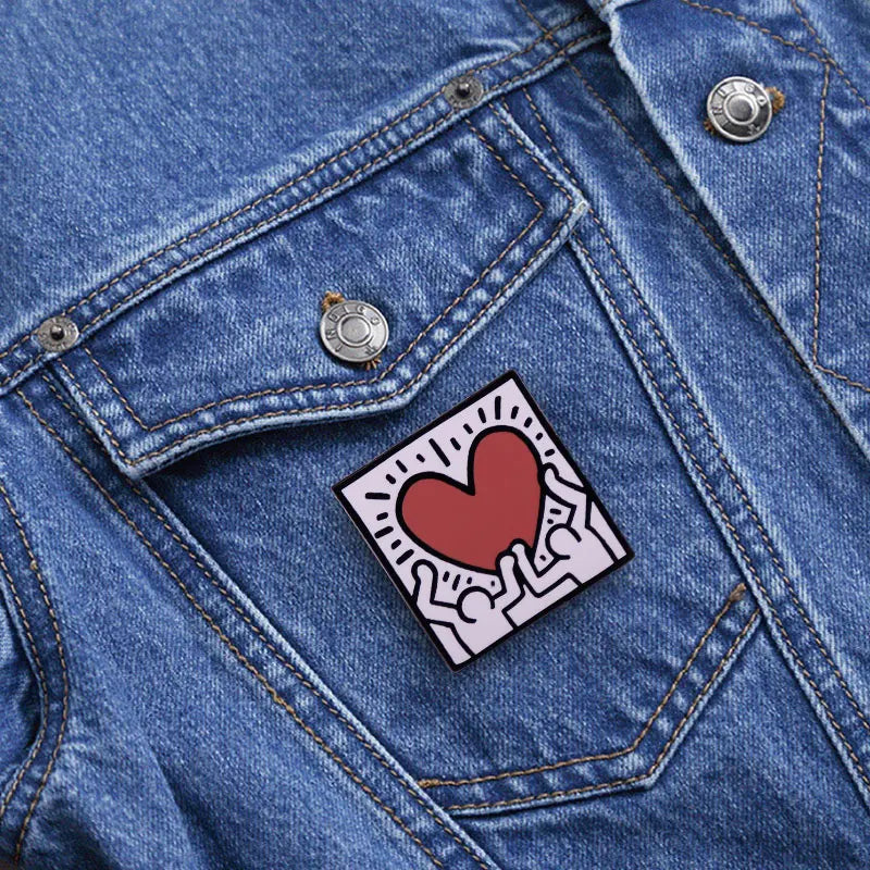 Keith Haring Heart Pop Pin