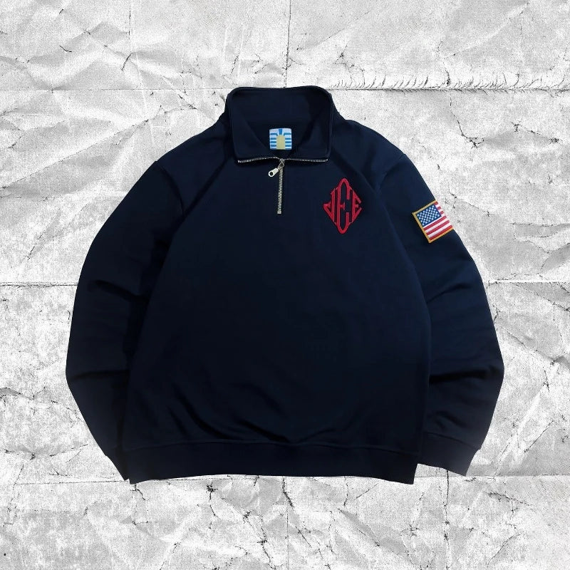 Jeffrey Epstein Embroidered 3/4 Zip Sweater