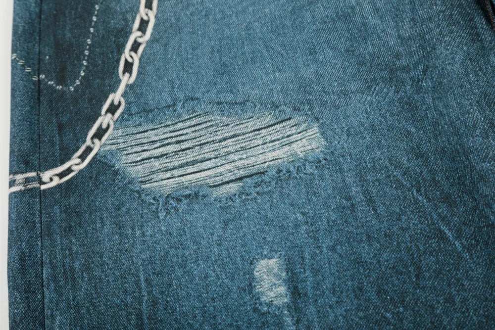 Printed Wide Leg Jeans