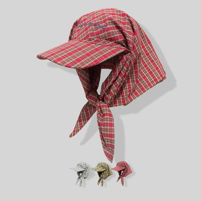 Plaid Head Scarf Hat