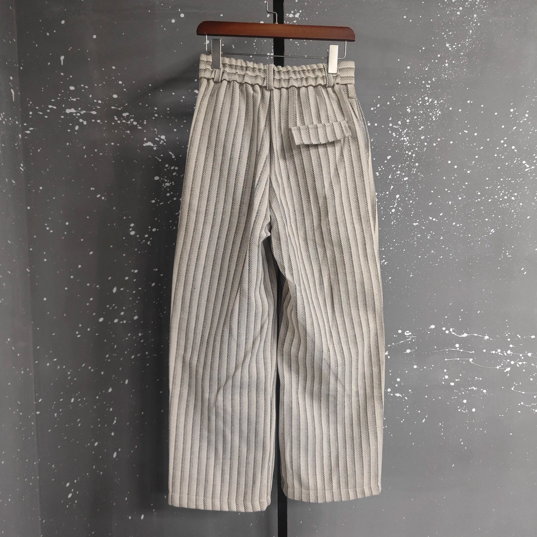Striped Pleated Wide Leg Trousers