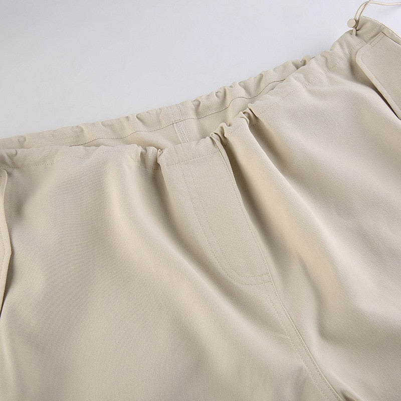Drawstring Wide Leg Parachute Pants