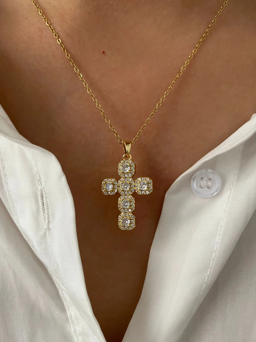 CZ Diamond Cross Chain